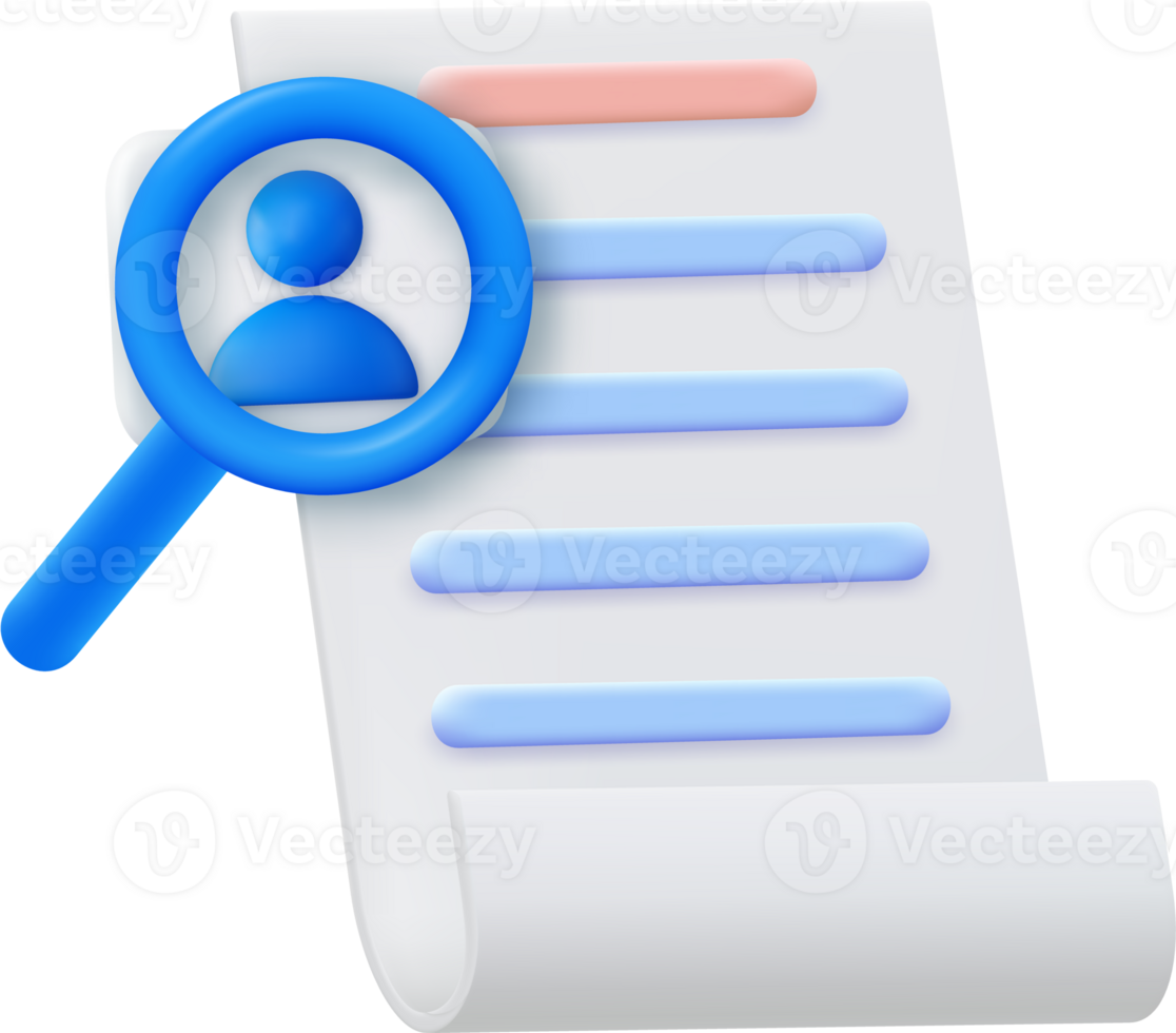 3D Id card with magnifying glass png