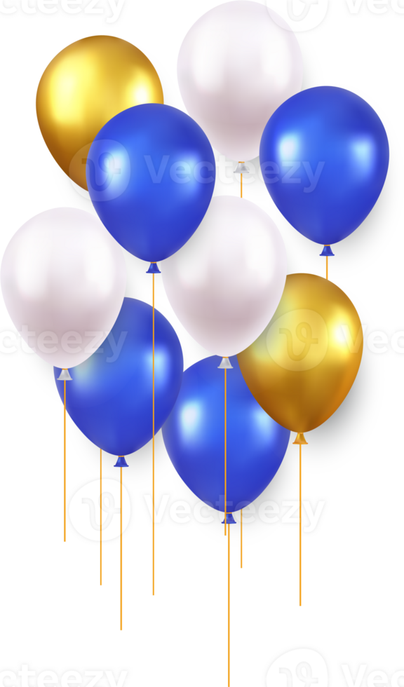 white gold blue balloons png