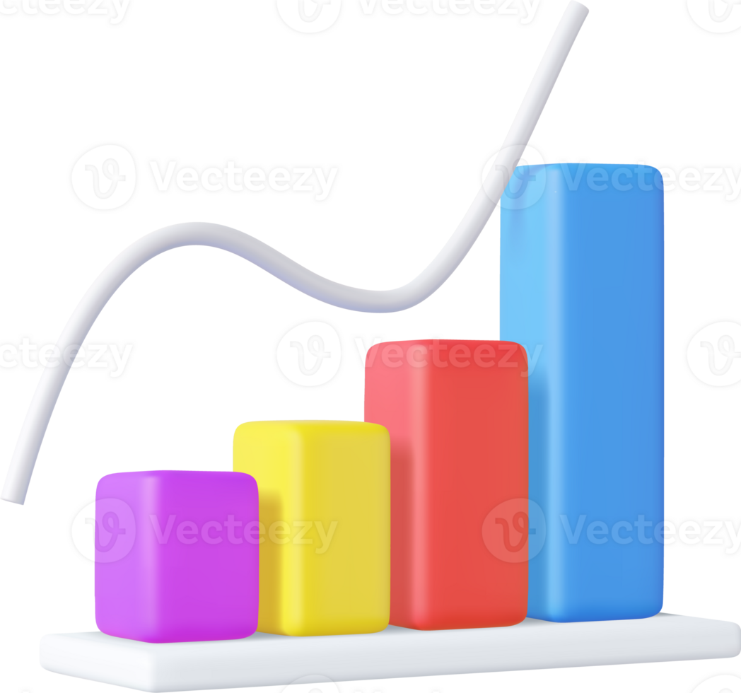 3d Business bar graph strategy concept png