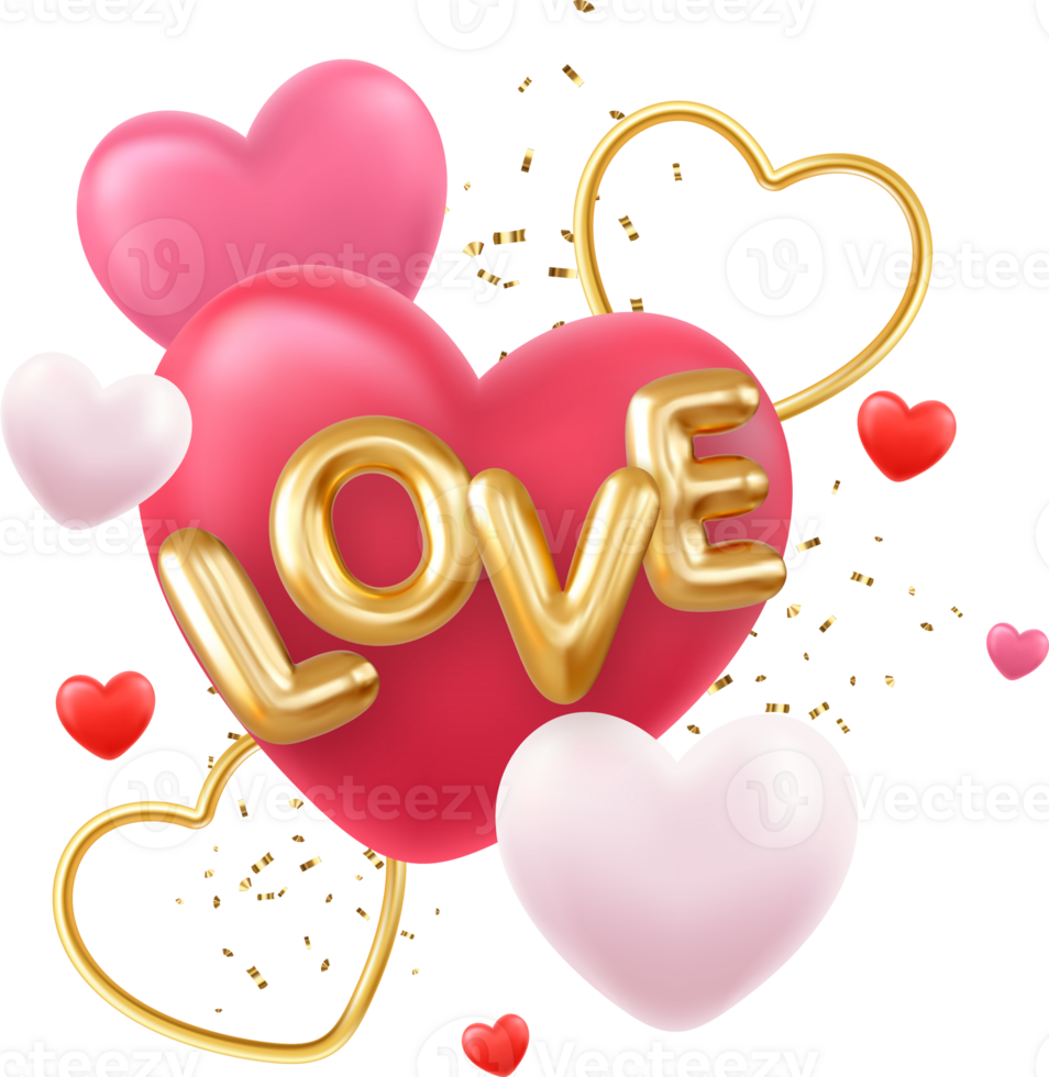 3d Happy Valentines Day banner png