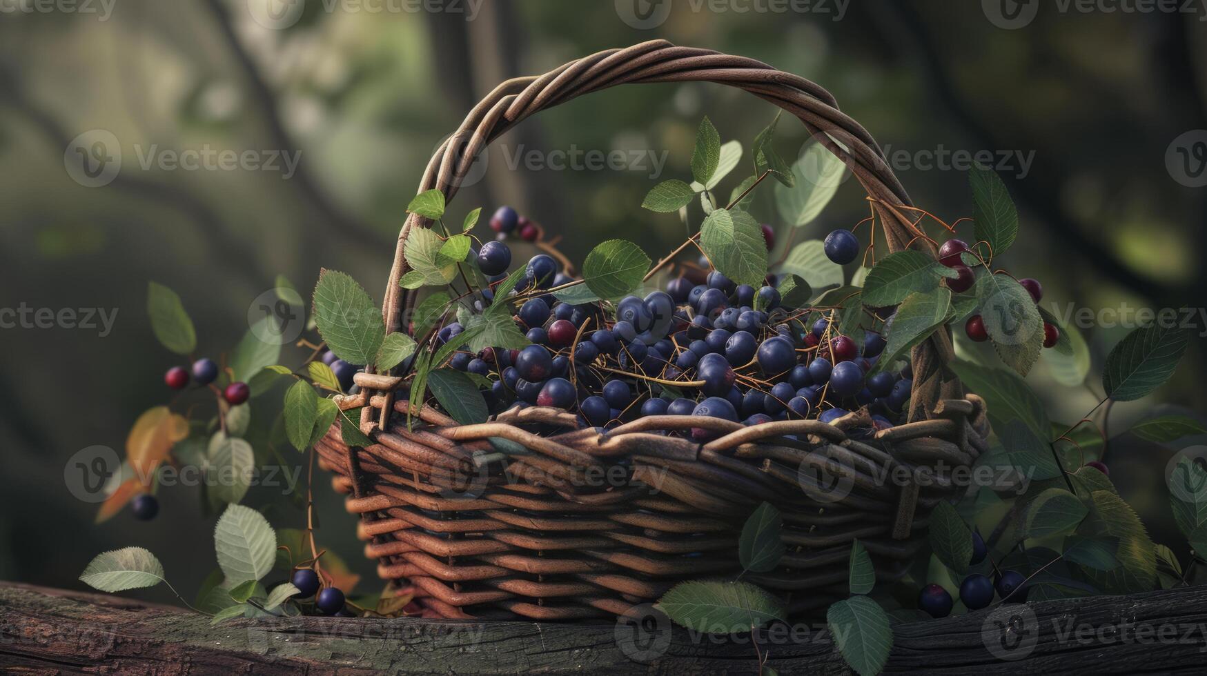 AI generated A realistic portrait of huckleberry in a basket photo