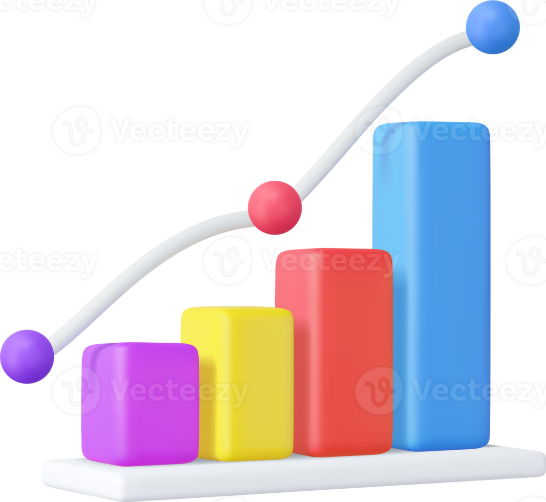 3d Business bar graph strategy concept png