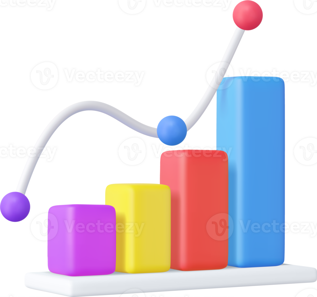 3d Business bar graph strategy concept png