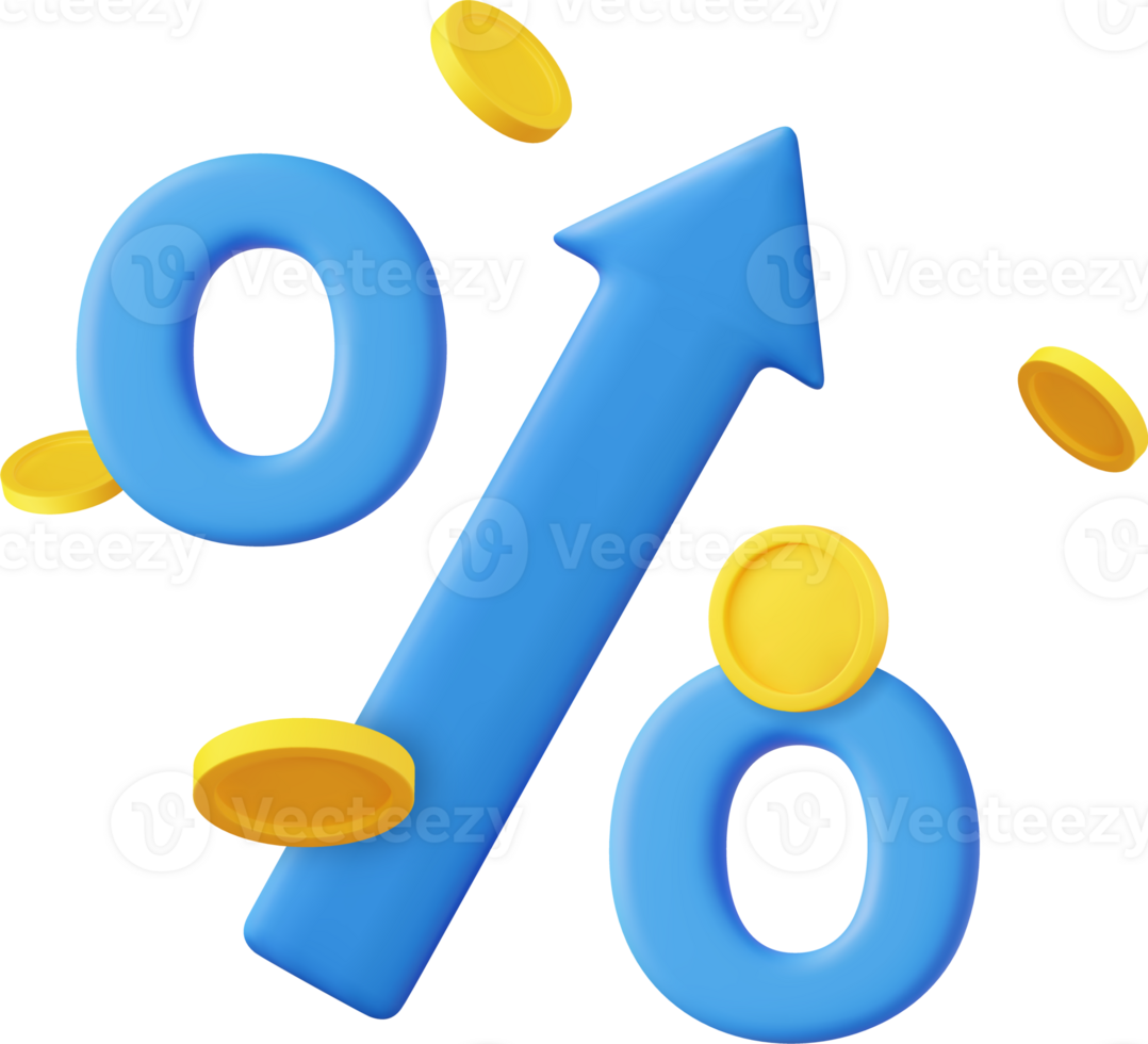 3d percent up arrow symbol icon png