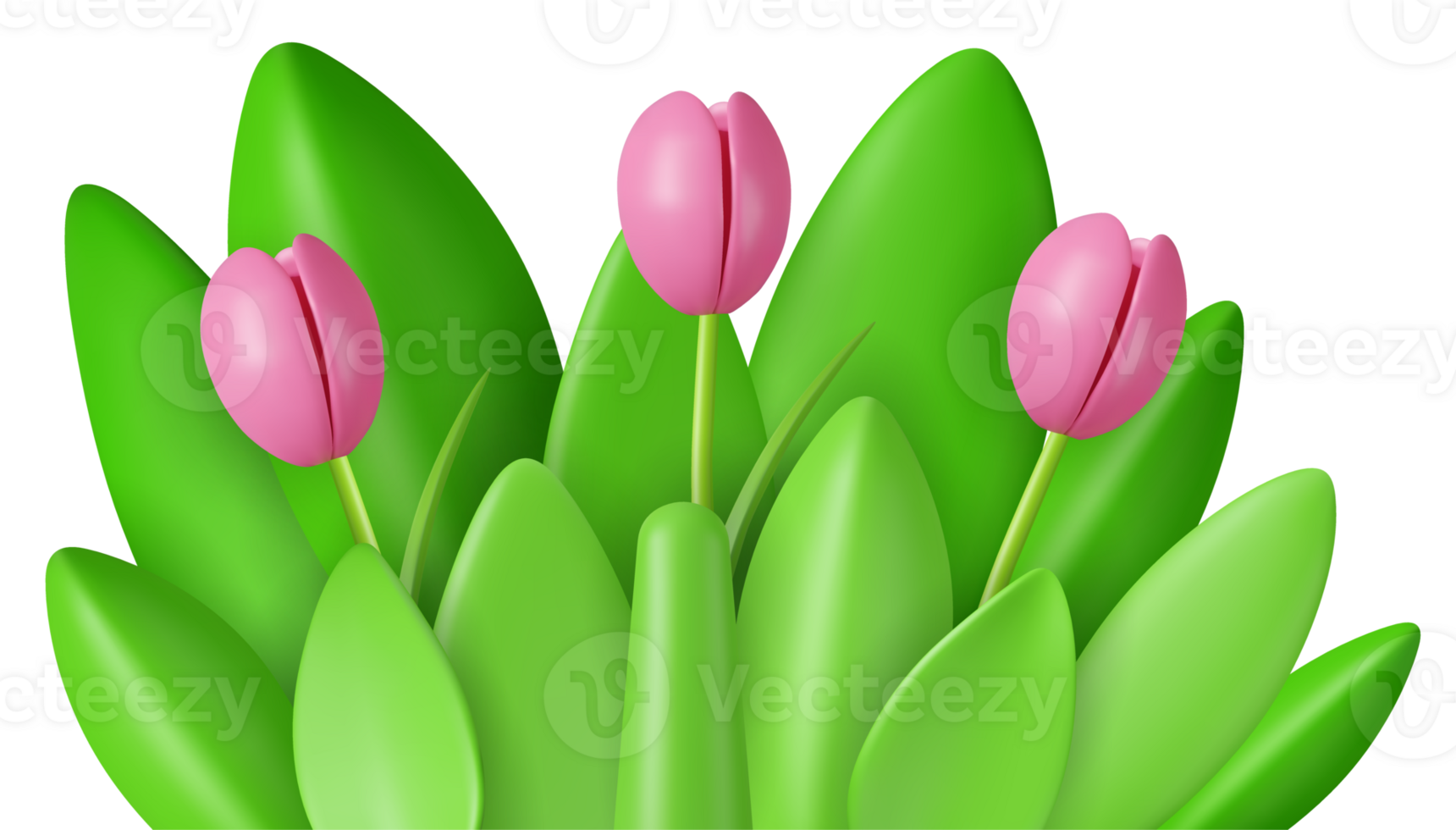 3d realistic tulip, grass and leaves 38942649 PNG