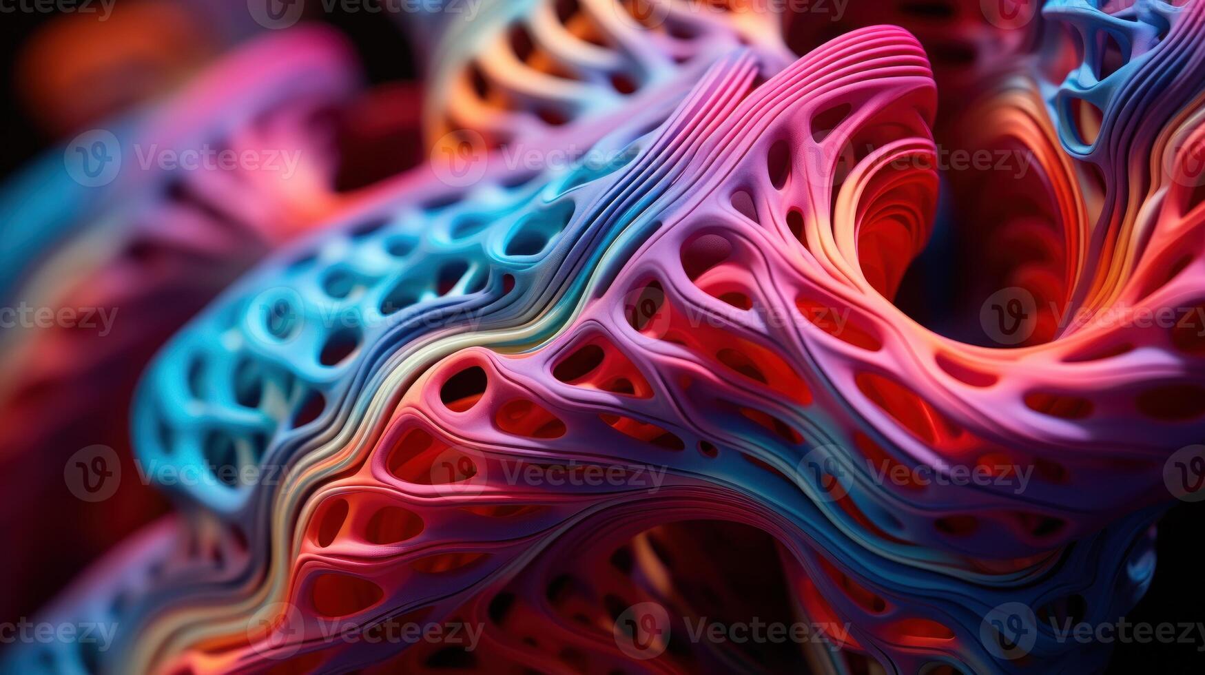AI generated Vibrant 3D Printed Artistic Design Close-up photo