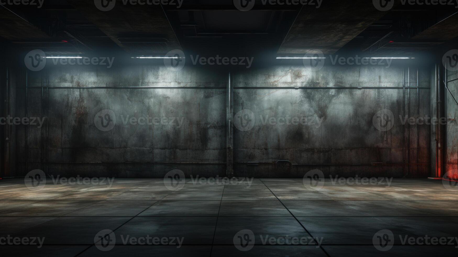 AI generated Empty Industrial Hall with Dramatic Lighting photo