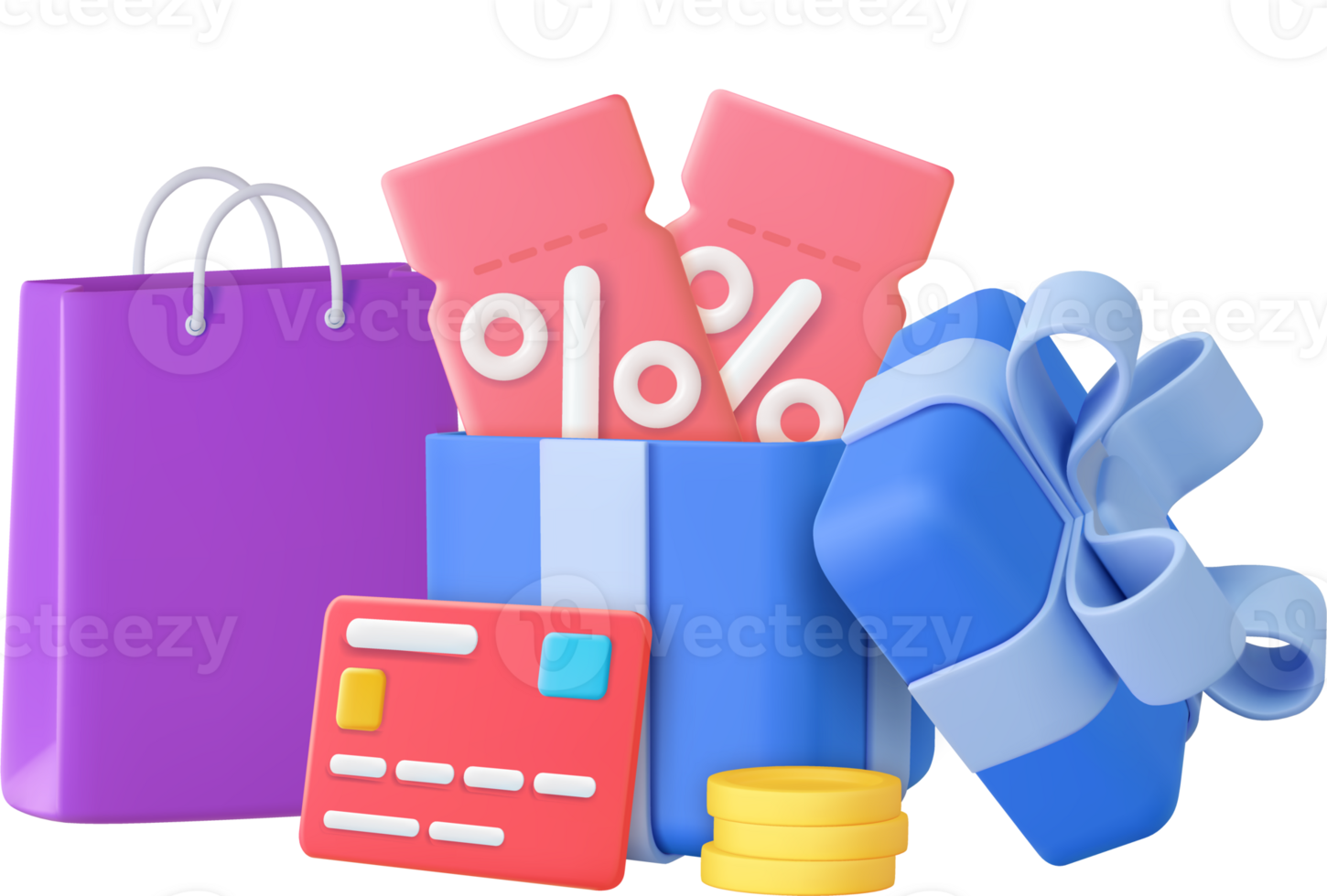 3D open gift box surprise, earn point concept, loyalty program and get rewards png