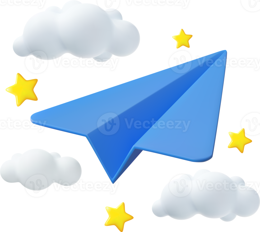 3d paper airplane with clouds png