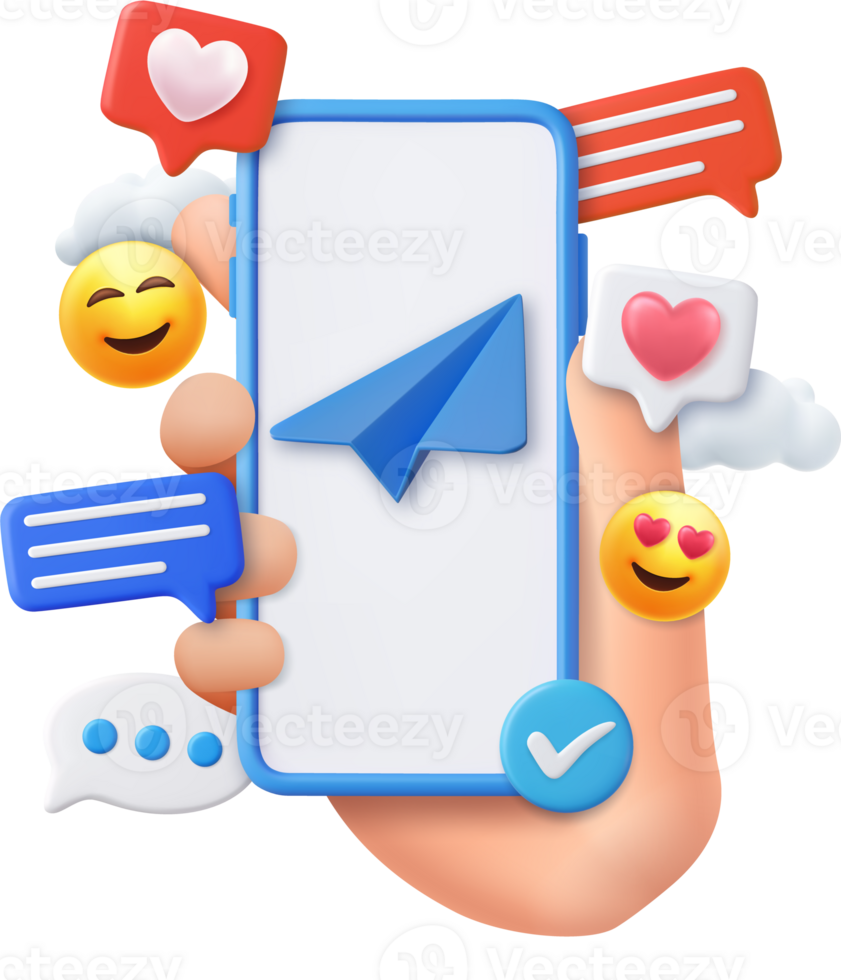3d mobile phone with social network communication. png