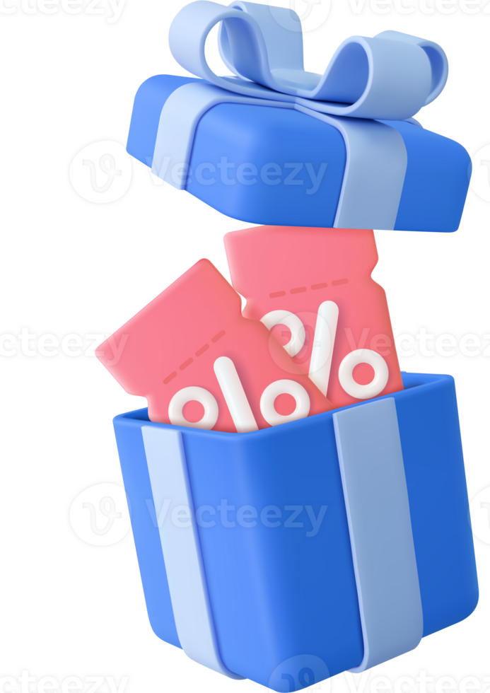 3D open gift box surprise, earn point concept, loyalty program and get rewards png