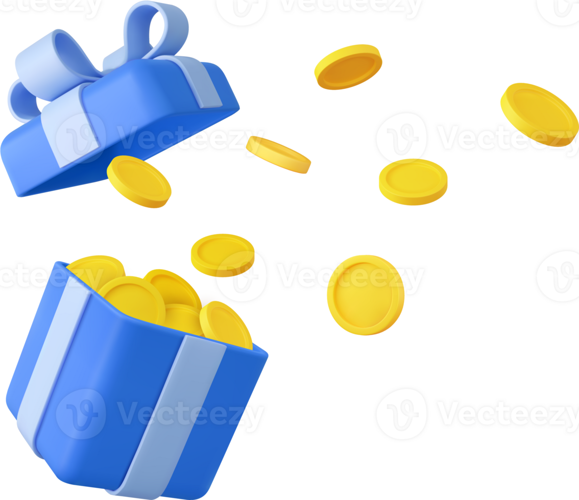 3D open gift box surprise png