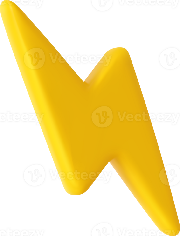 3d Yellow thunder and bolt lighting flash png