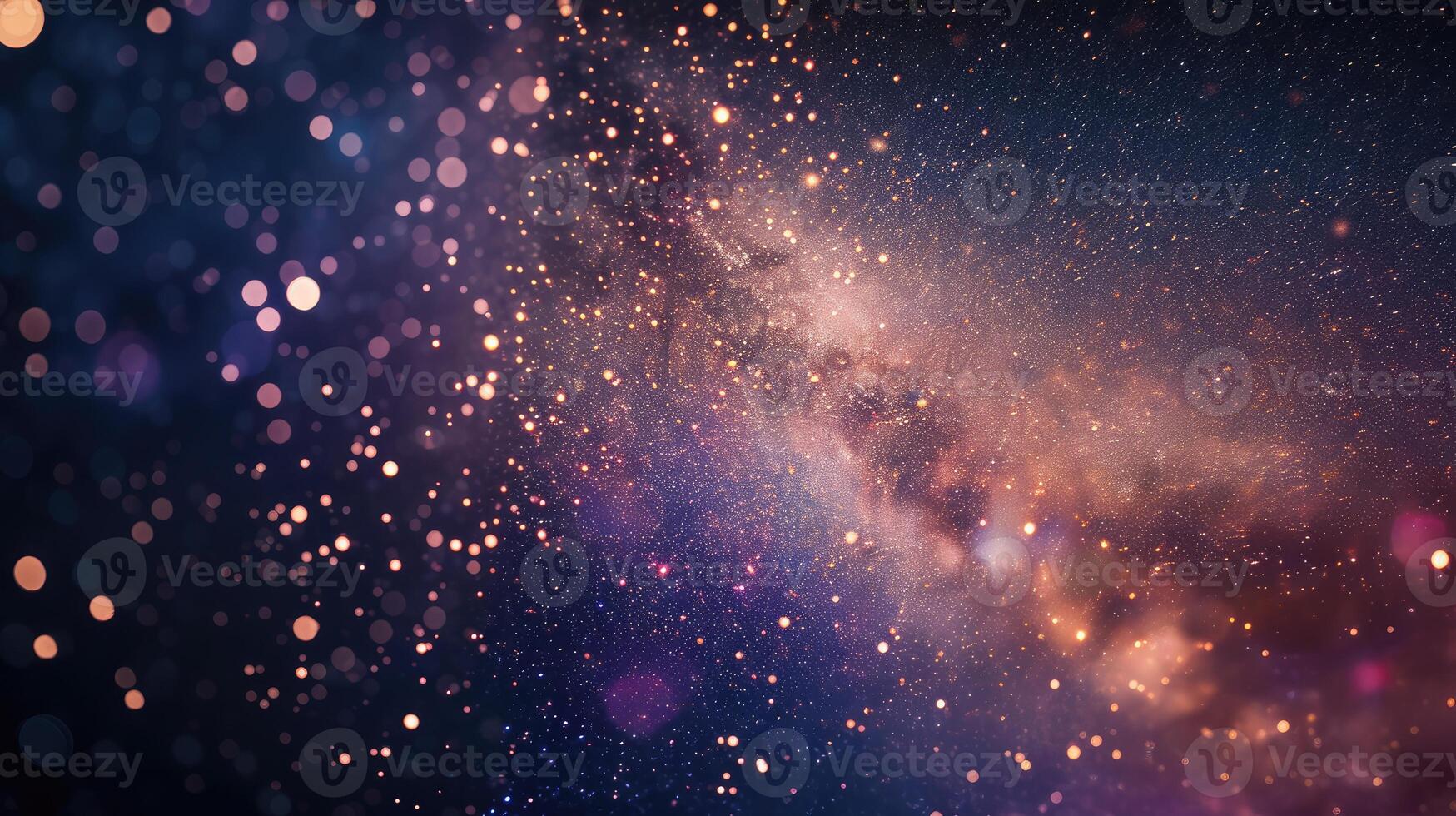 AI generated Fireworks with blur milky way background photo