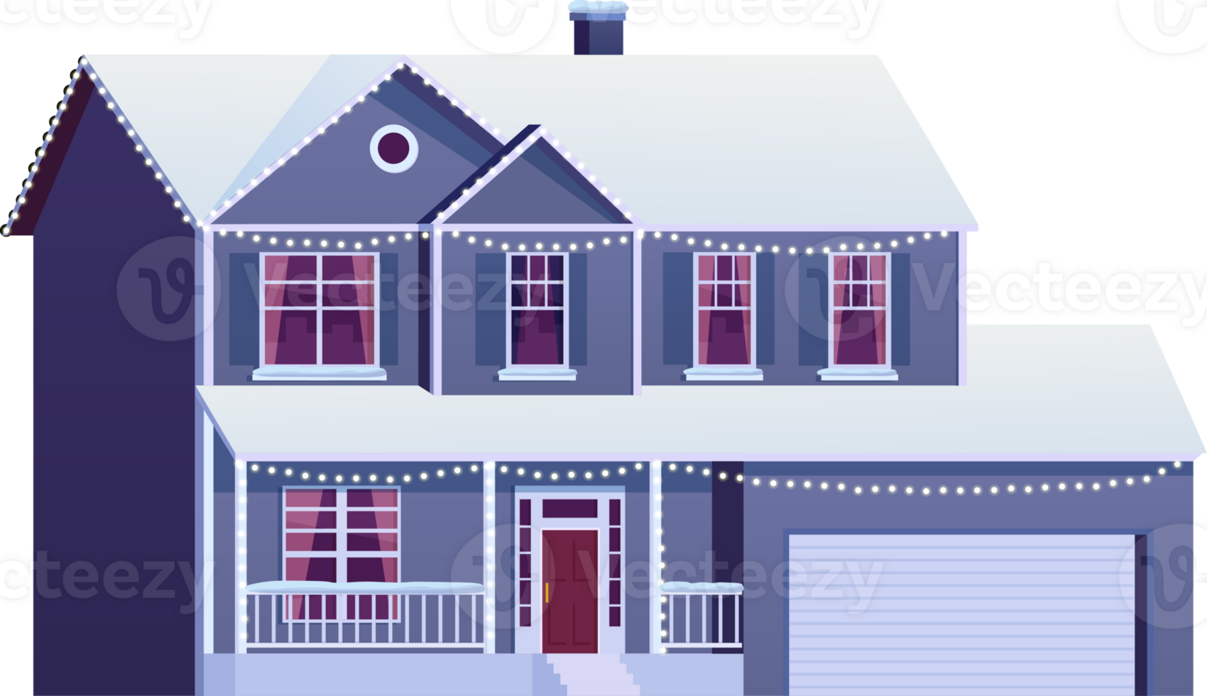 Winter house with christmas decoration png