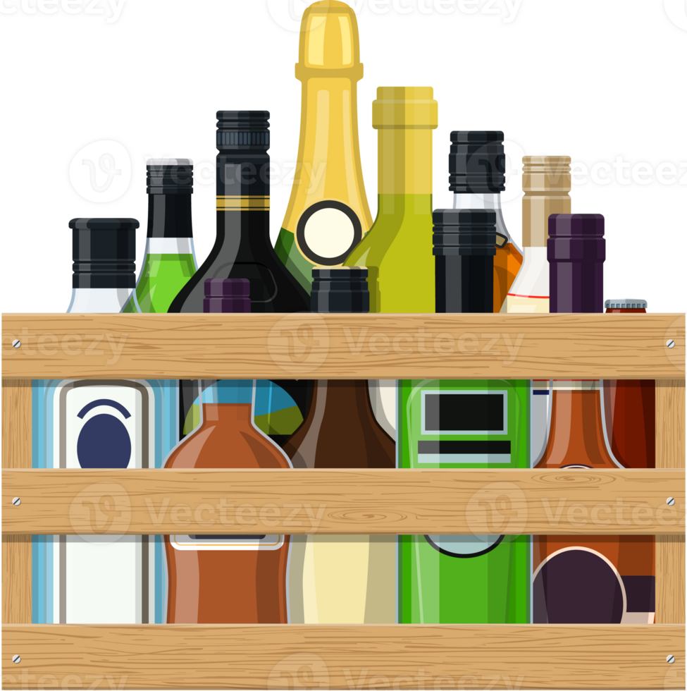 Alcohol drinks collection in box png