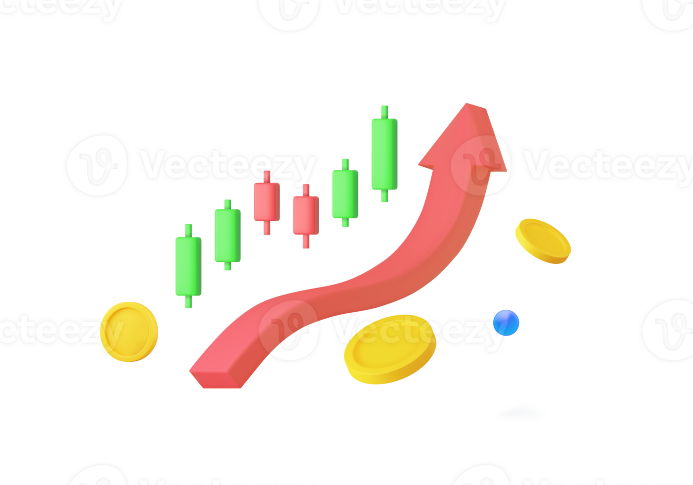 3d Growth stock diagram financial graph. candlestick with arrow up Trading stock or forex png