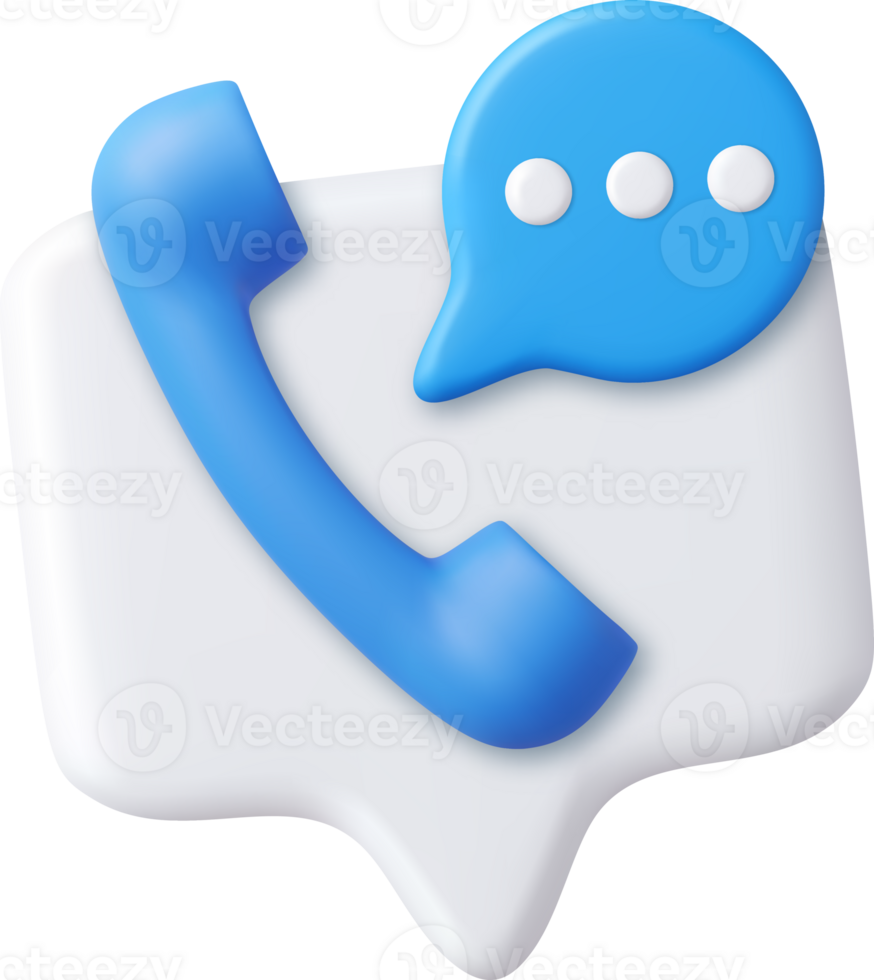 3d Phone handset with speech bubble. png