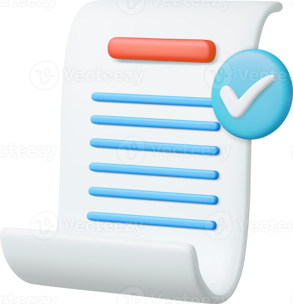 3d White paper task management todo check list png