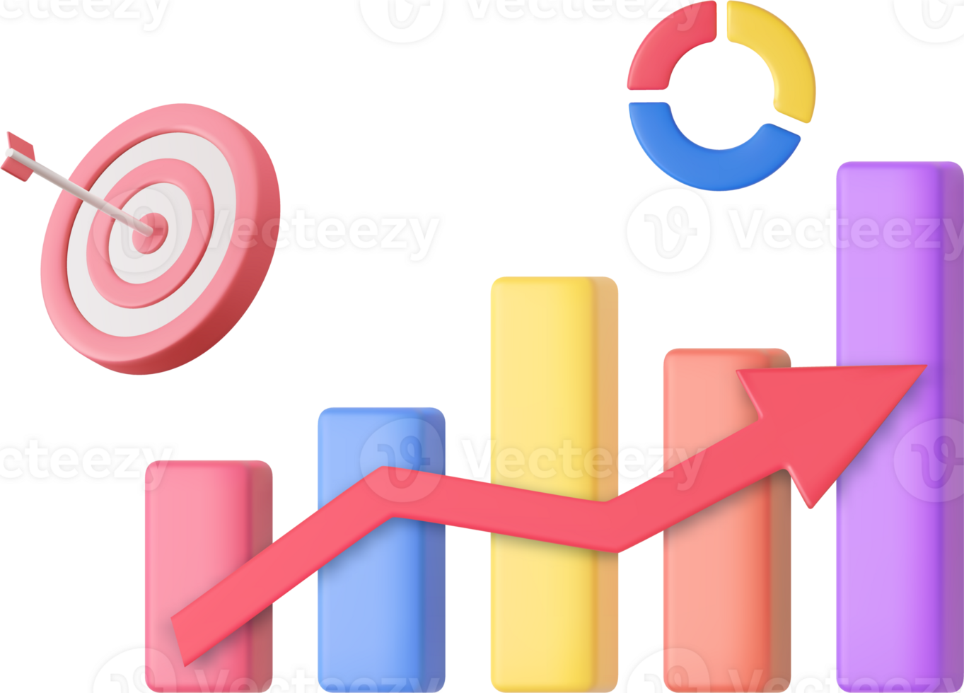 3D Stock chart and Arrow hit the center of the target. png