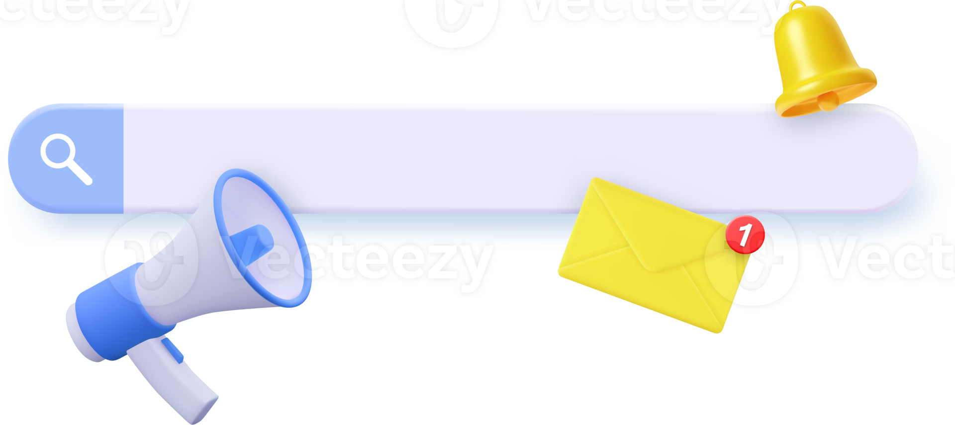 3D Search Bar design element. png