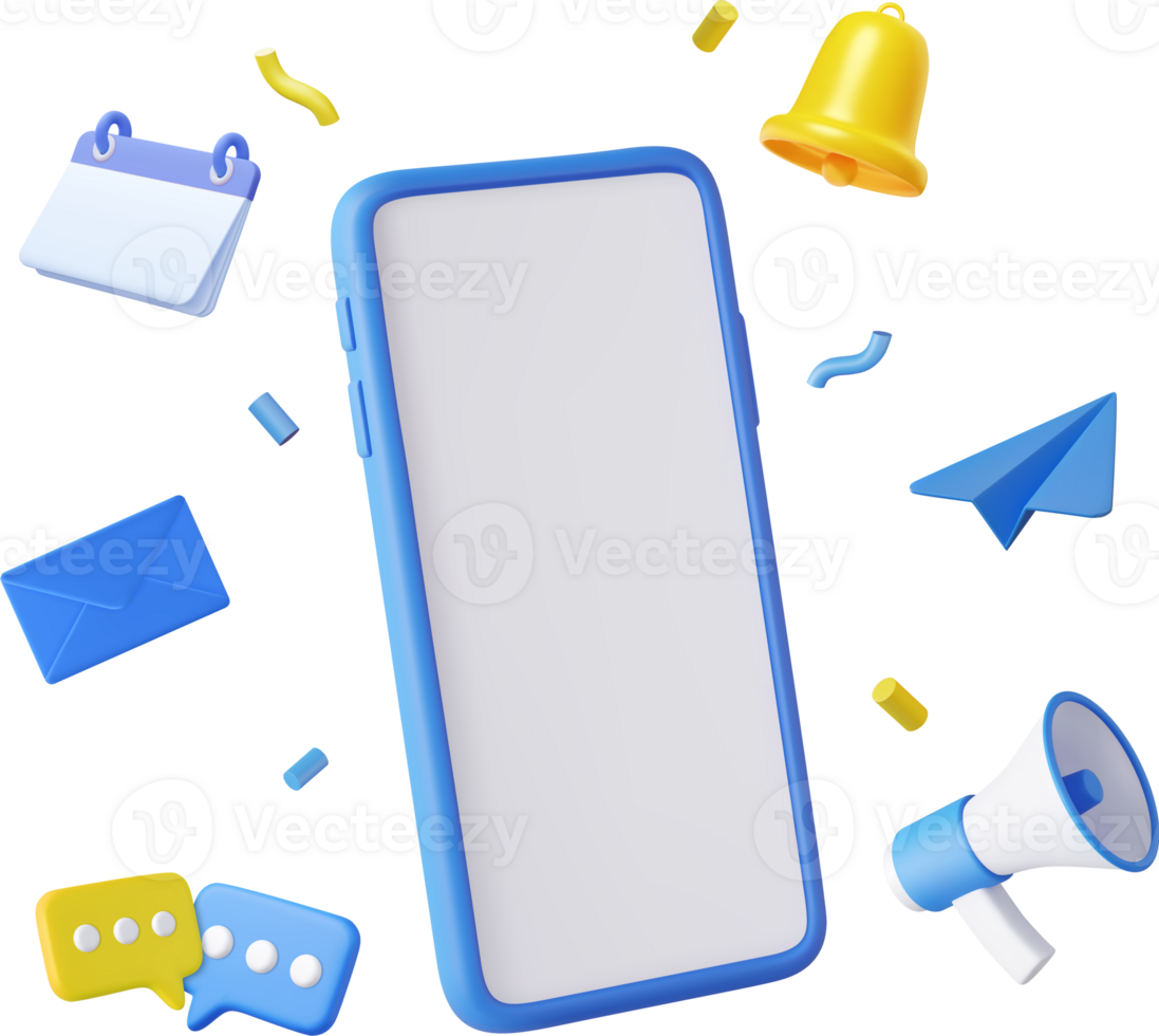 3d Phone with business management app. png
