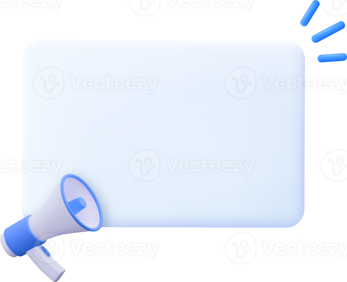 3D Megaphone with speech bubble message png