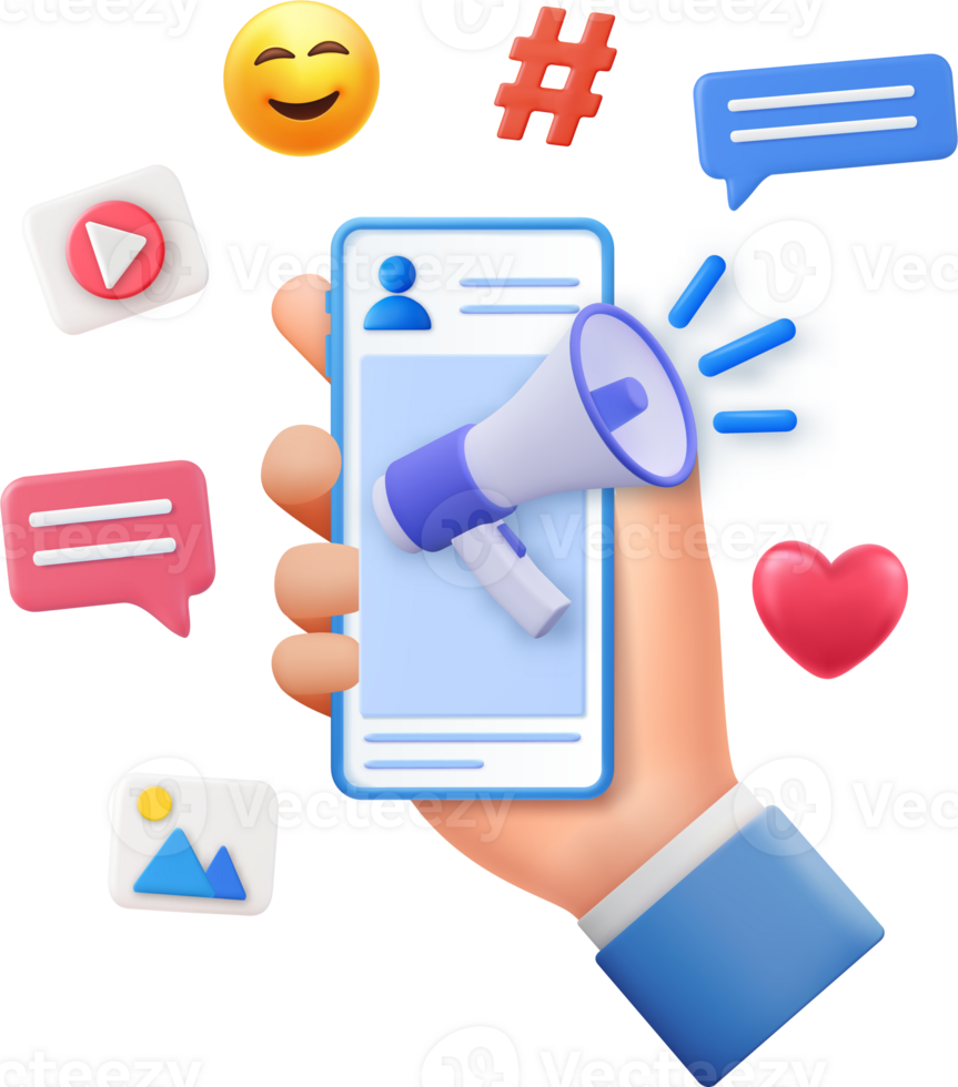 3d megaphone speaker or loudspeaker bullhorn png
