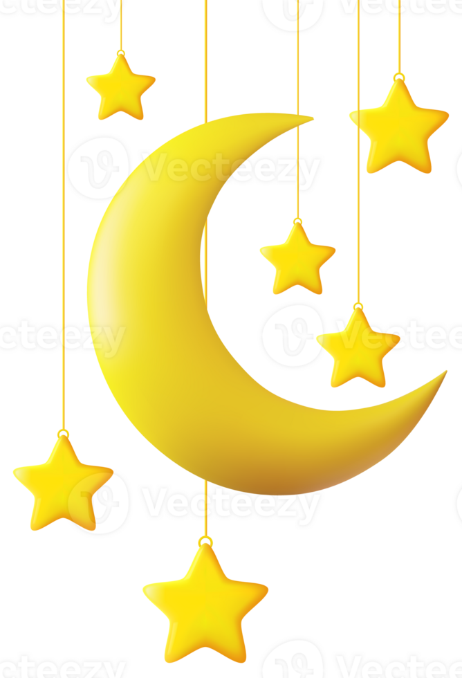 Abstract moon or crescent with stars. png
