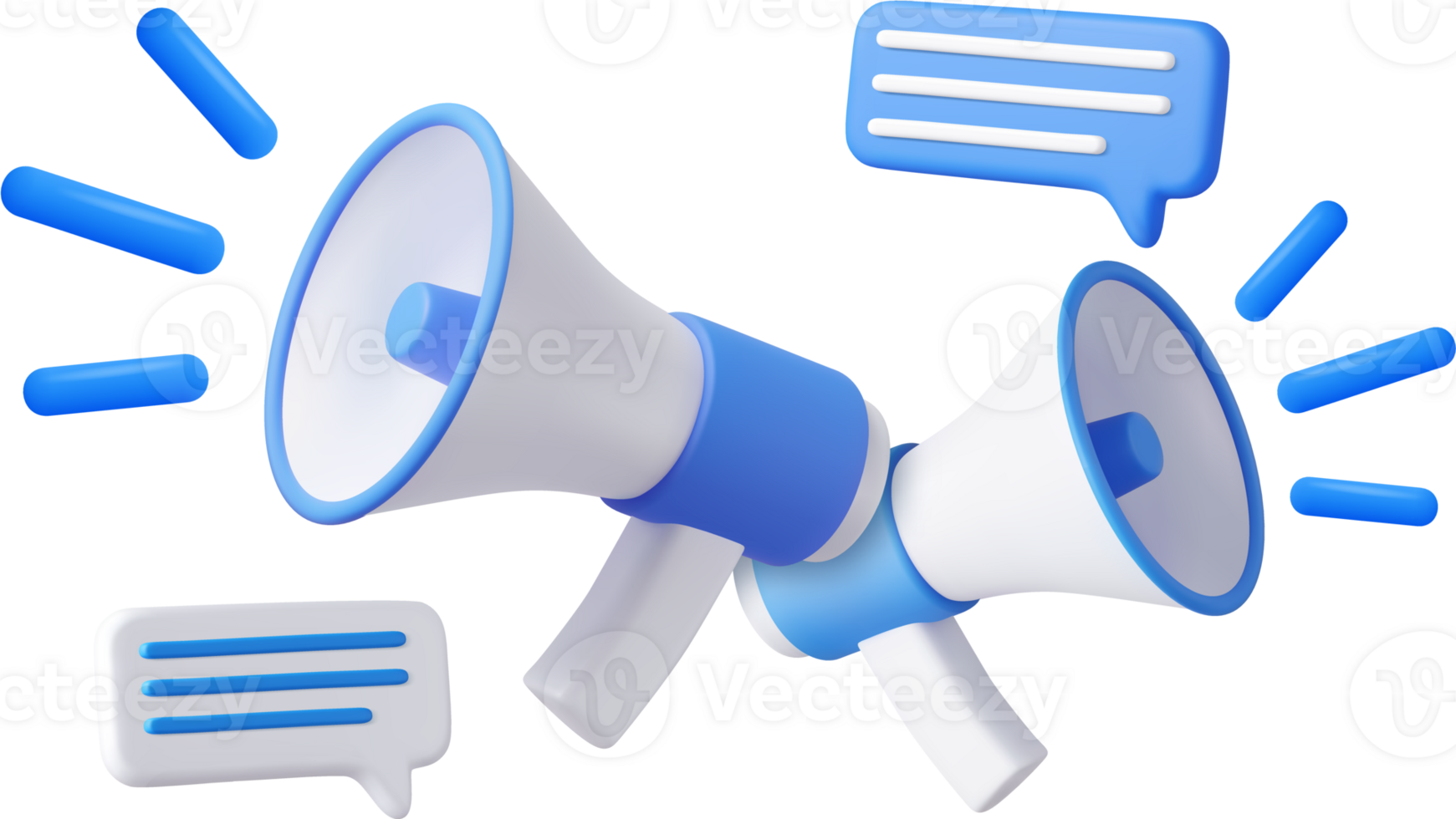 3d Megaphone with messages icon. png