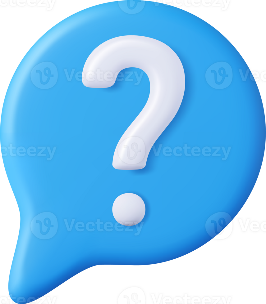 3d Speech bubble with question mark. png