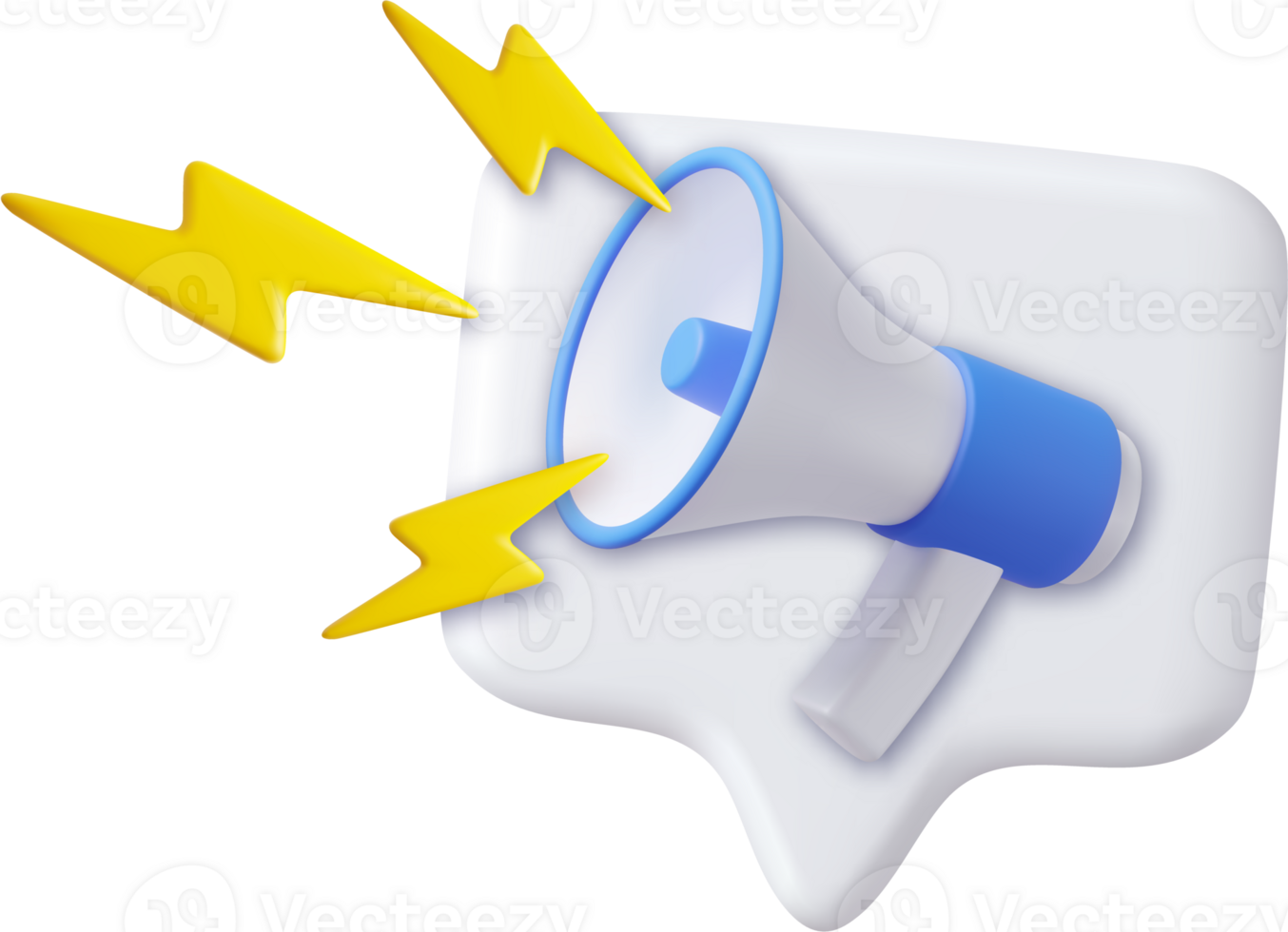 3d megaphone, loudspeaker with speech bubble png