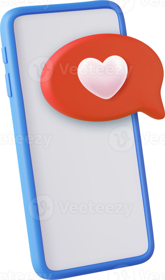 3D Like Icon with Heart and Smartphone png