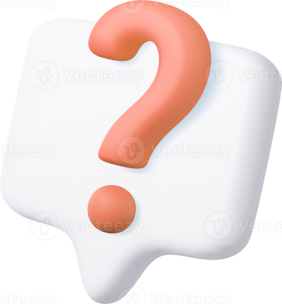 3d Speech bubble with question mark. png