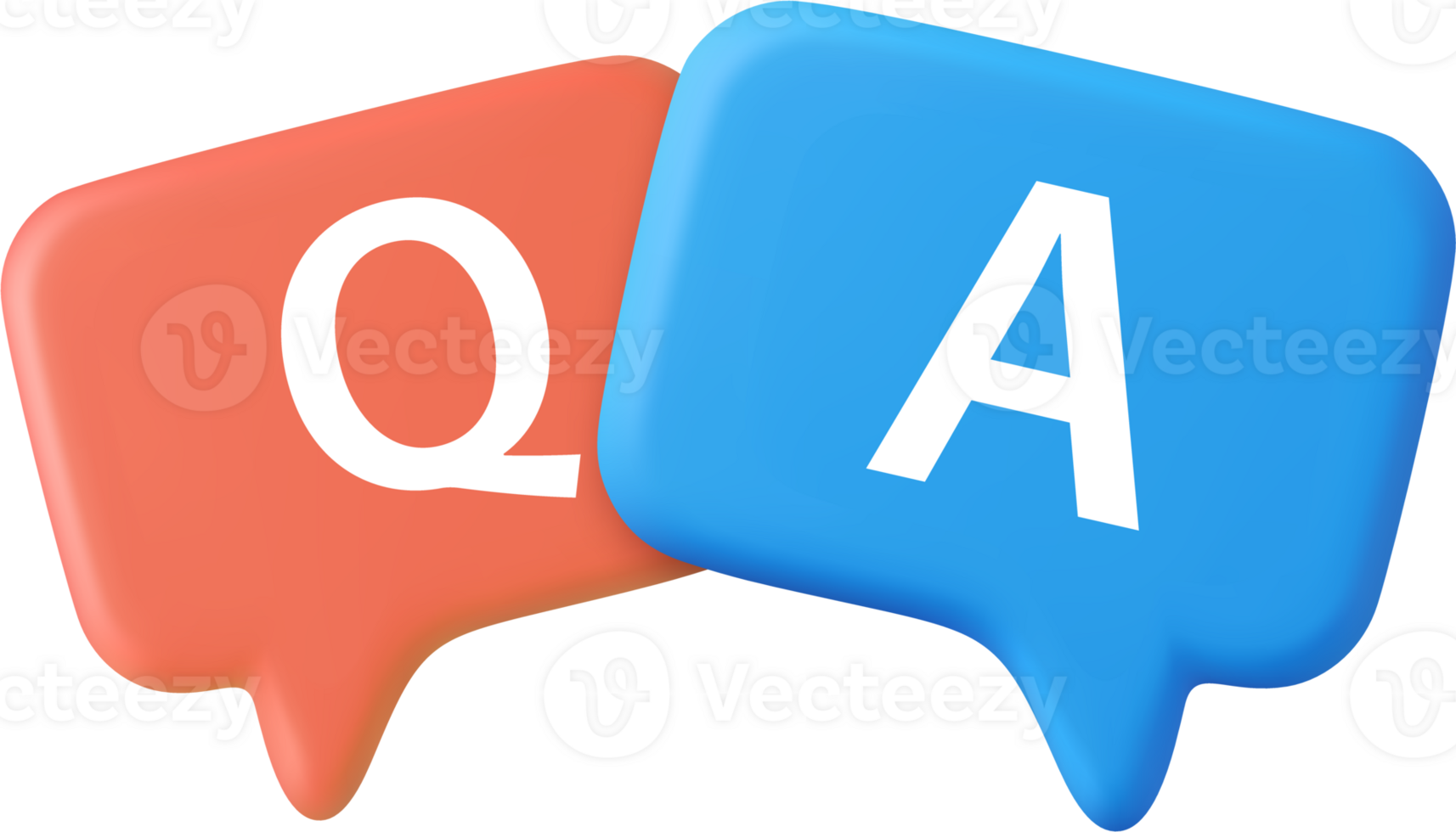 3d Speech bubble with q and a letters, png