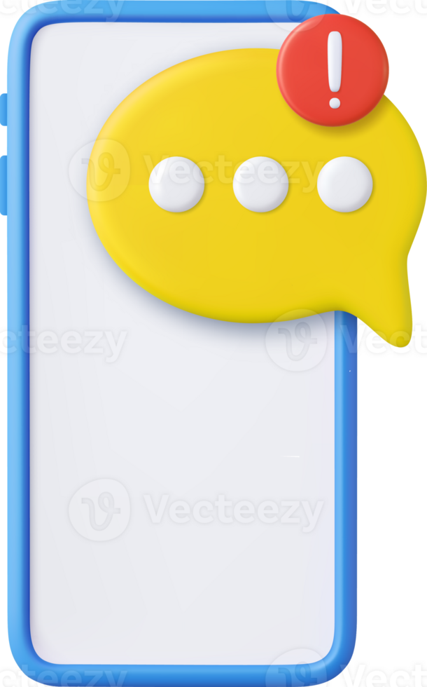 3D speech bubbles on mobile phone png