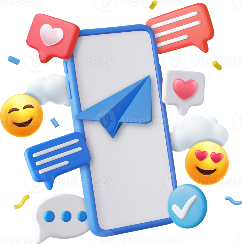 3d mobile phone with social network communication. png