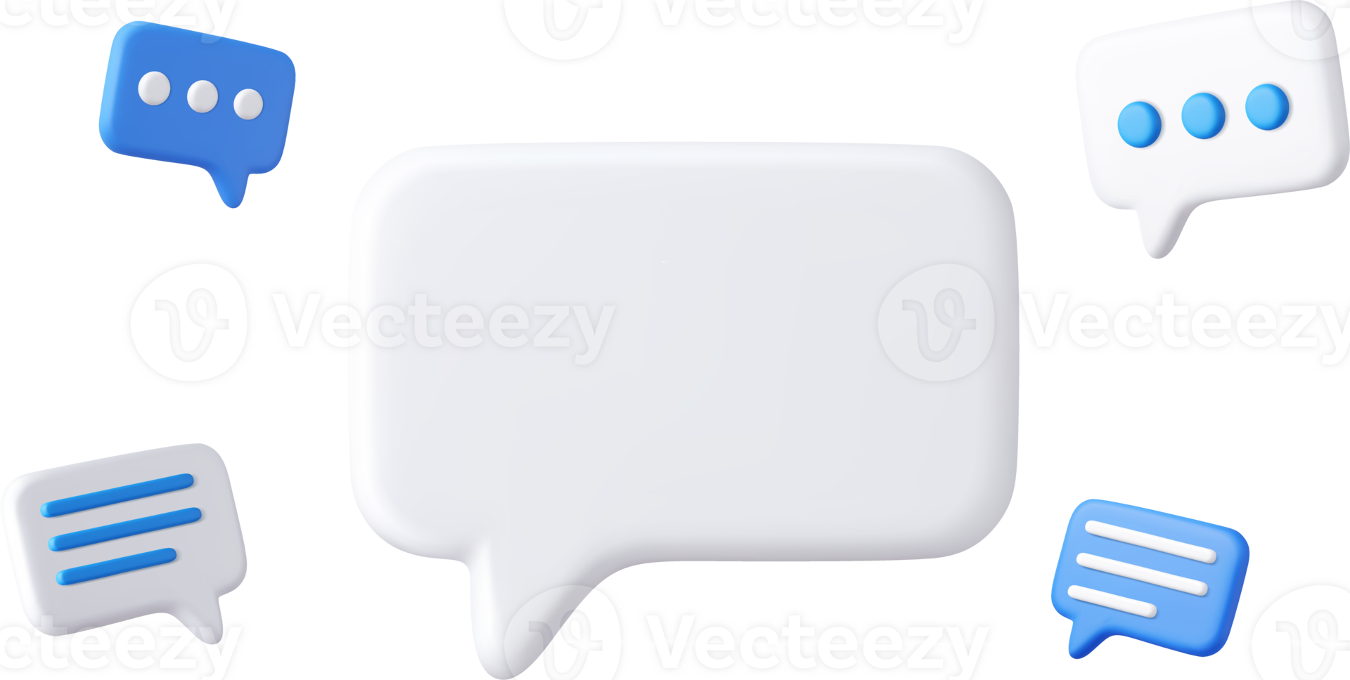 3d Blank white speech bubble pin png