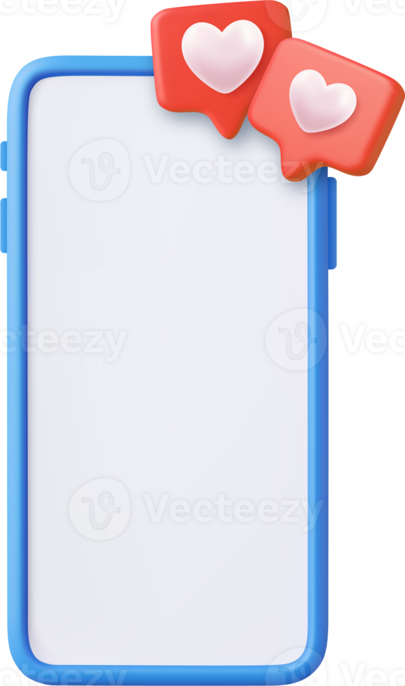 3D Like Icon with Heart and Smartphone png