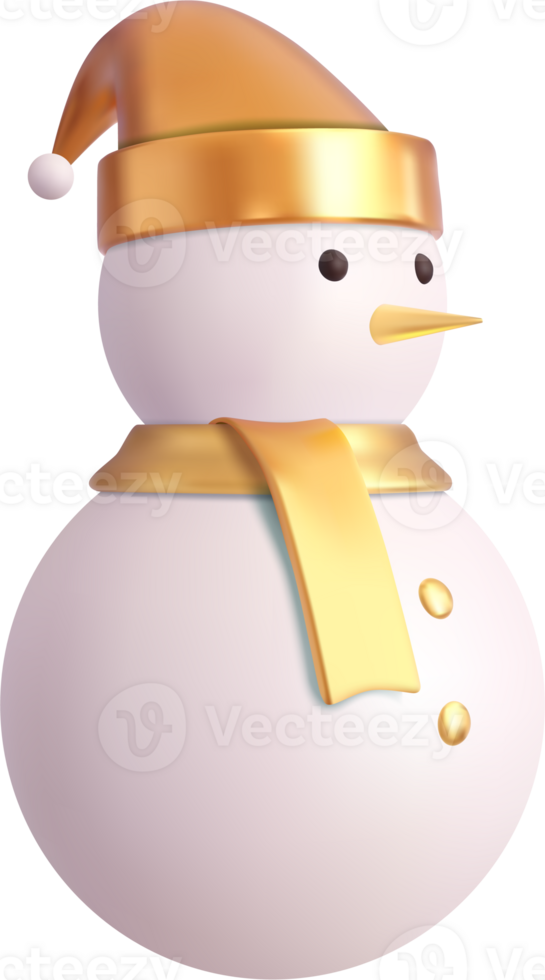 3d cute snowman with Xmas hat. png