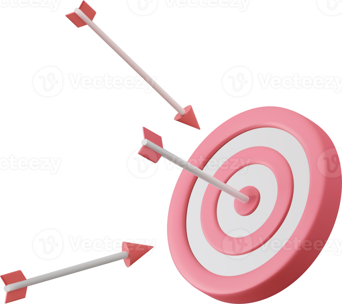 3d pijl raken de centrum van doelwit png