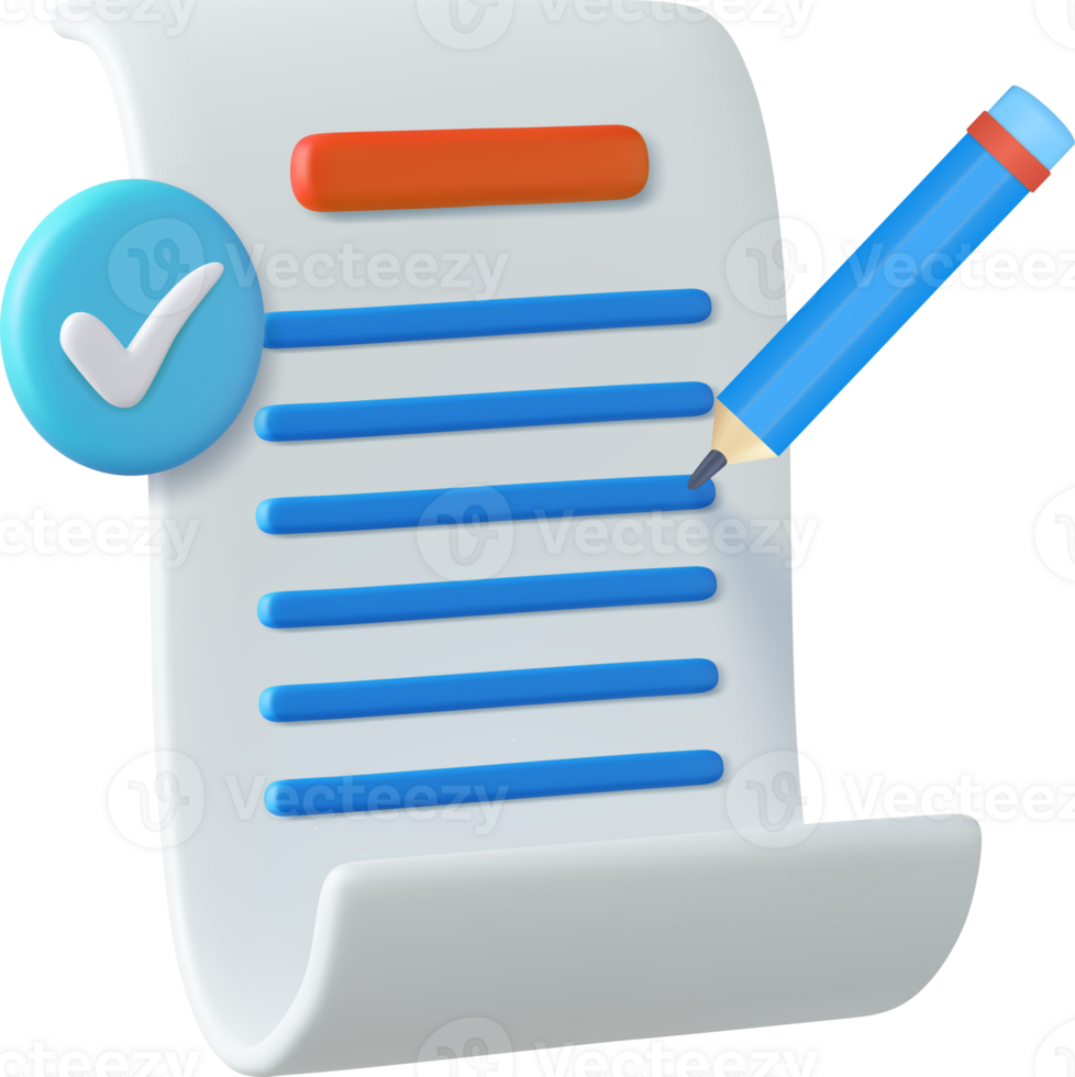 3d White paper task management todo check list png