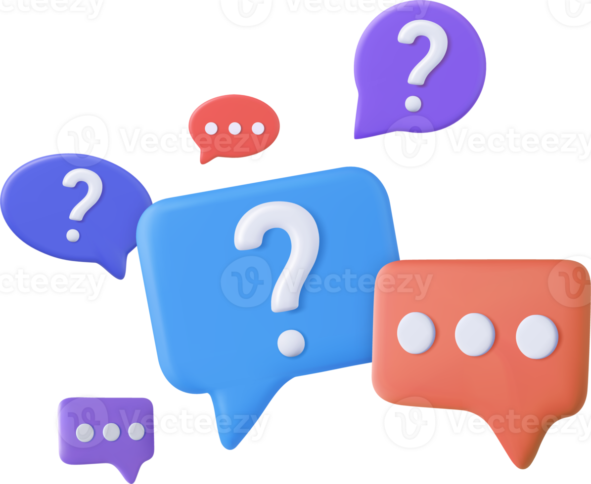 3d Speech bubble with question mark. png