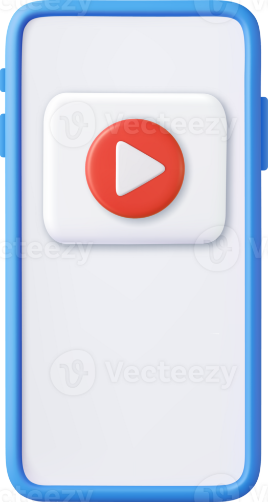 3d Mobile icon playing video, png