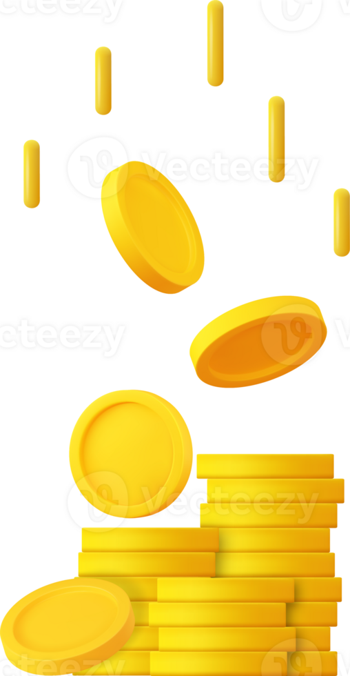 3D Stack of Gold Coins Icon png