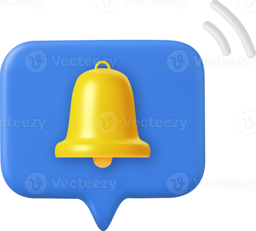 3d speech bubble with a bell png