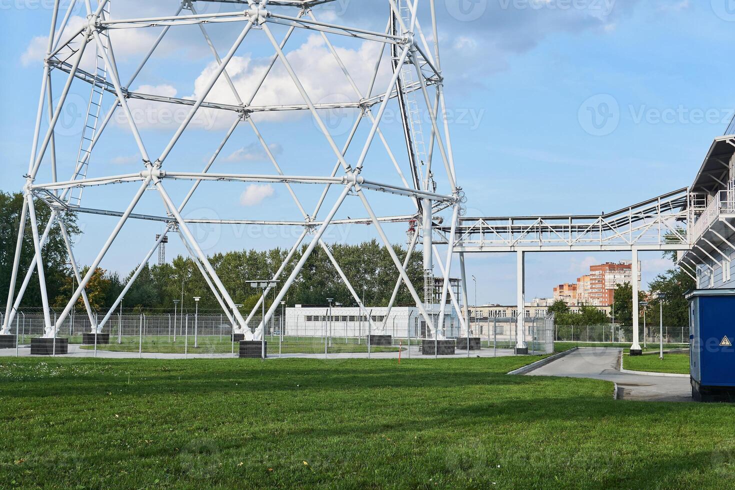 the base of a huge lattice television tower photo