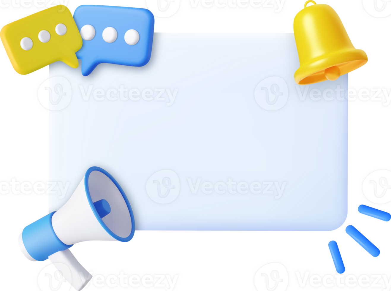 3D Megaphone with speech bubble message png