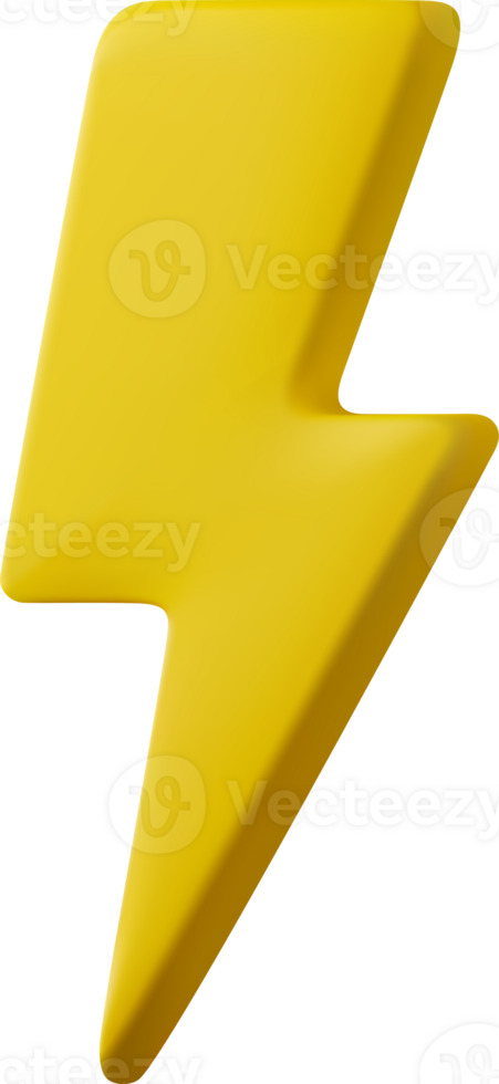 3d Yellow thunder and bolt lighting flash png