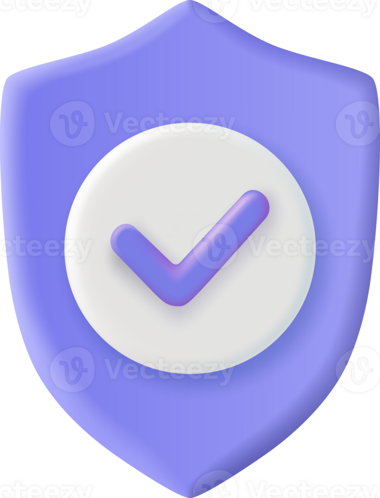 3d Shield protected icon with check png